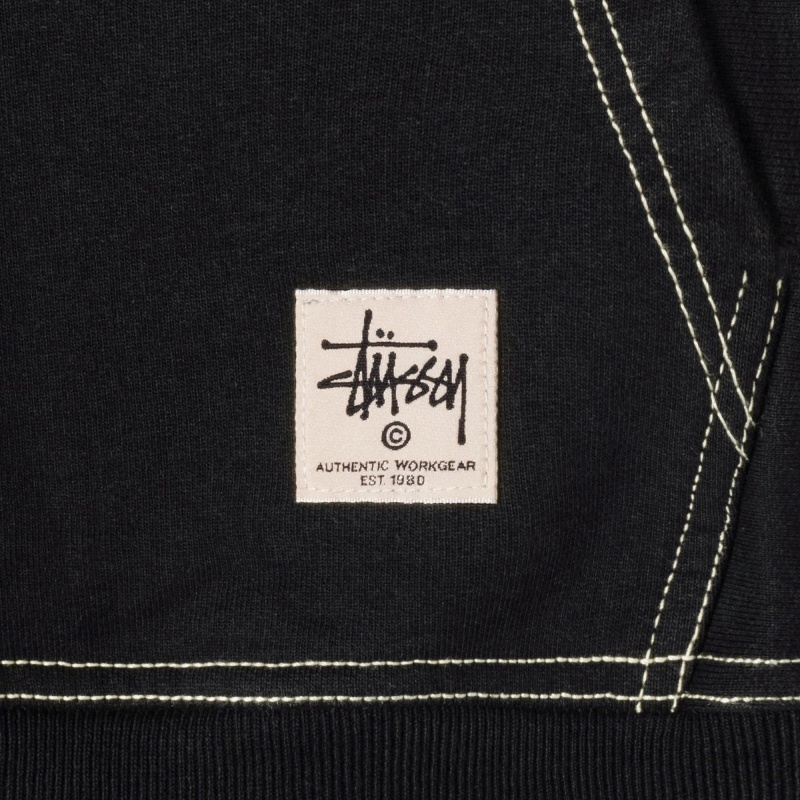 Hanorac cu Gluga Stussy Contrast Stitch Label Negrii | 17465-HJND