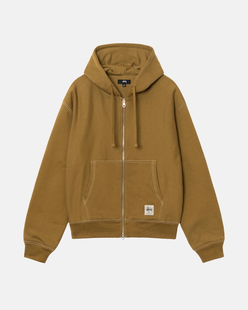 Hanorac cu Gluga Stussy Double Face Label Zip Masline Verzi | 86243-FARM