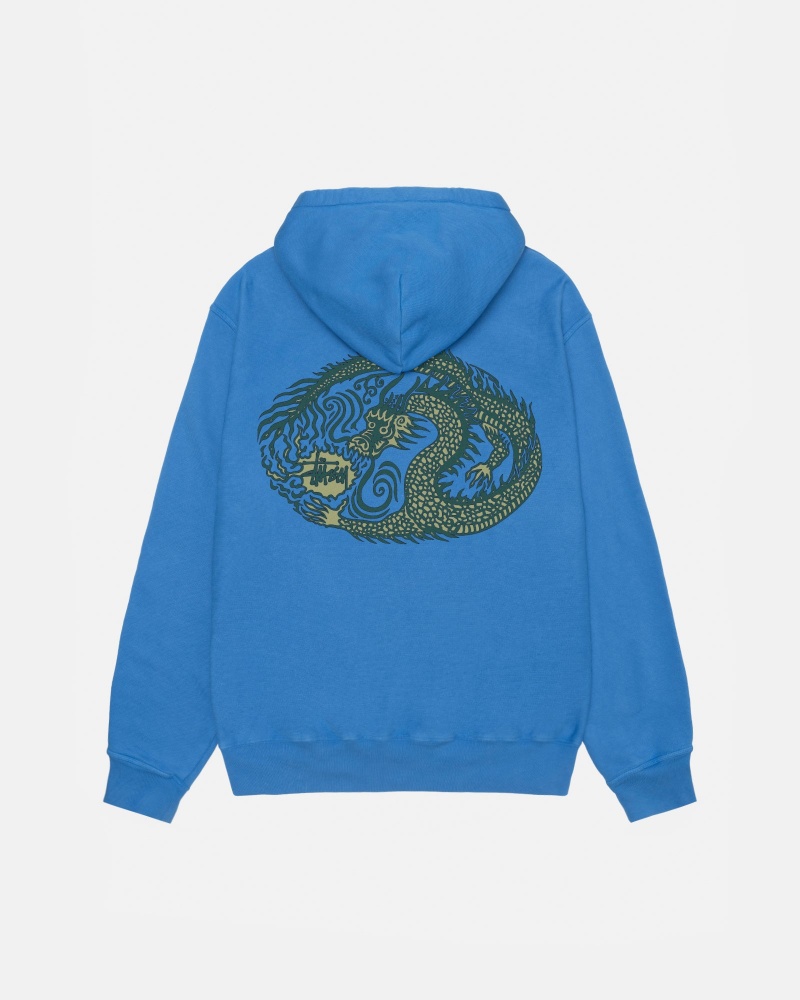 Hanorac cu Gluga Stussy Mosaic Dragon Albastri | 69735-RSCZ