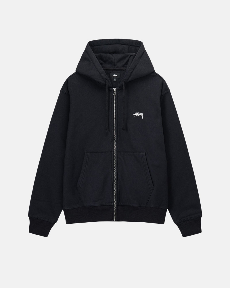 Hanorac cu Gluga Stussy Stock Logo Zip Negrii | 21937-UDQX