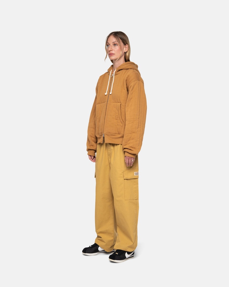 Hanorac cu Gluga Stussy Vertical Matlasat Zip Maro | 16042-QRWE