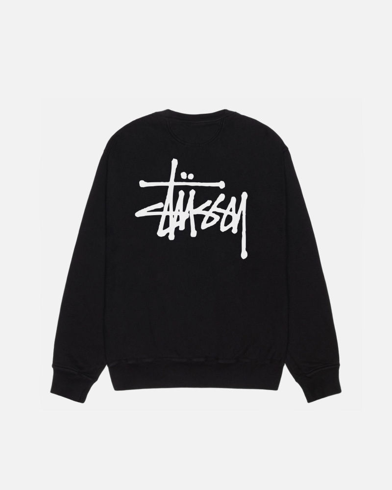 Hanorace Stussy Basic Crew Pigment Dyed Negrii | 92814-HCYP