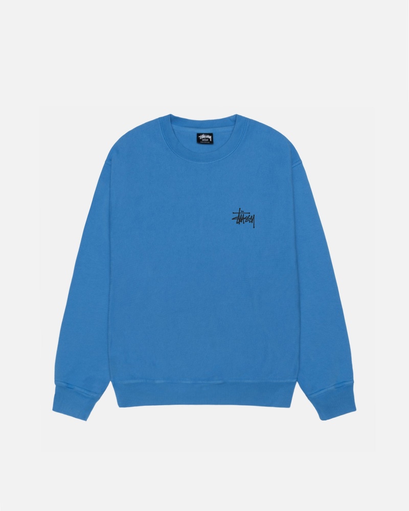 Hanorace Stussy Basic Crew Pigment Dyed Albastri | 47326-GVPN