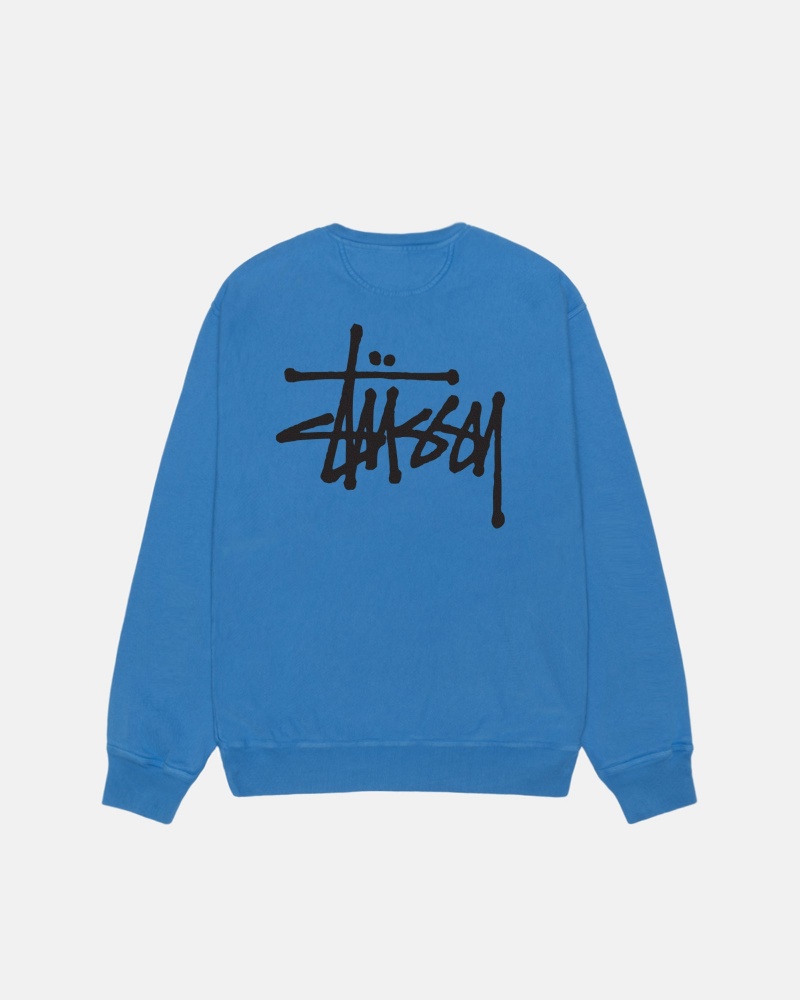 Hanorace Stussy Basic Crew Pigment Dyed Albastri | 47326-GVPN