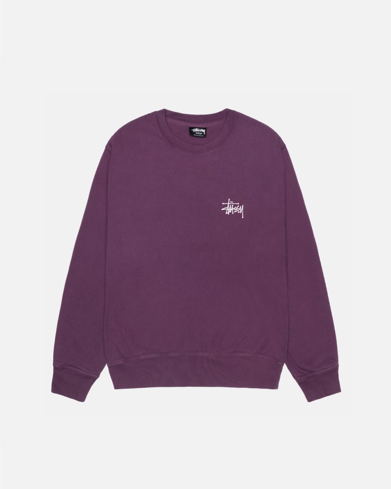 Hanorace Stussy Basic Crew Pigment Dyed Violet | 71538-XMNI