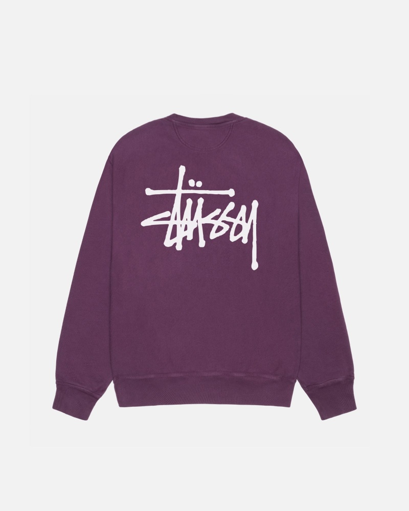 Hanorace Stussy Basic Crew Pigment Dyed Violet | 71538-XMNI