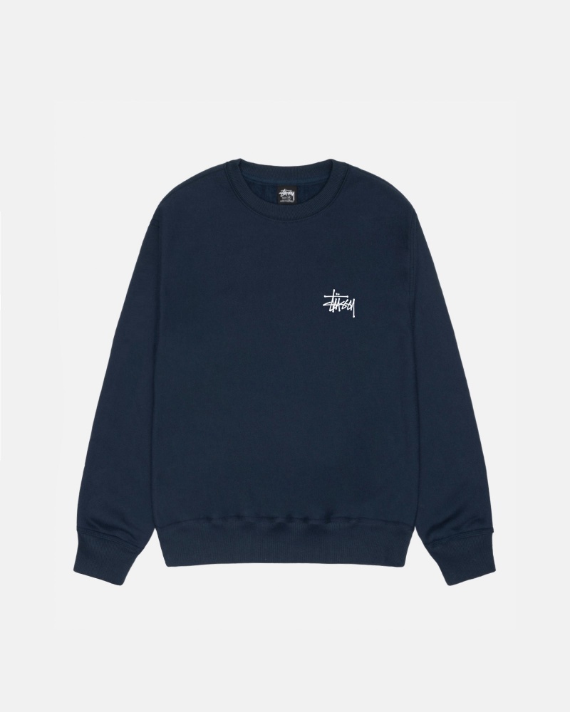 Hanorace Stussy Basic Stüssy Crew Bleumarin | 79038-TQWH