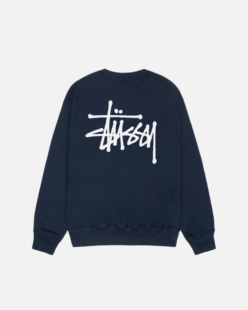 Hanorace Stussy Basic Stüssy Crew Bleumarin | 79038-TQWH