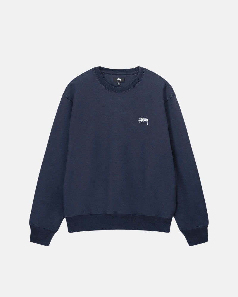 Hanorace Stussy Stock Logo Crew Bleumarin | 06247-UNRZ