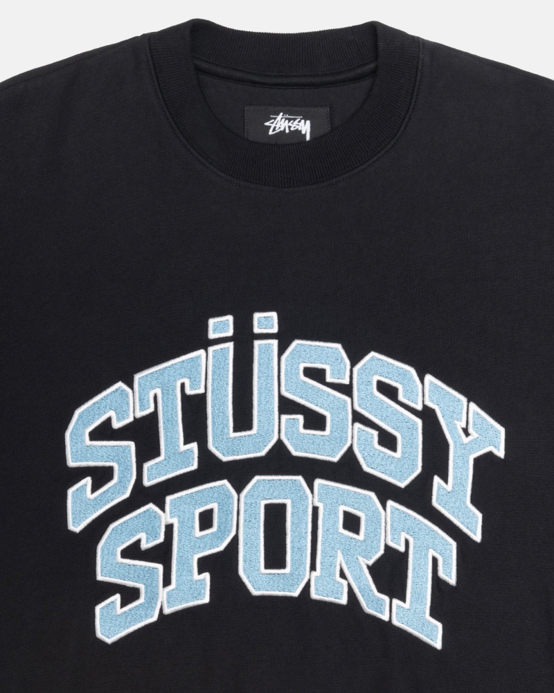 Hanorace Stussy Stüssy Sport Relaxed Oversized Crew Negrii | 97821-KCZI