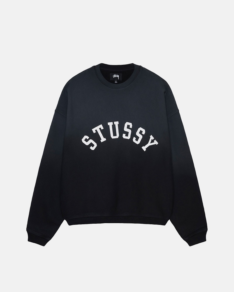 Hanorace Stussy Sun Faded Oversized Crew Negrii | 49037-YCQB