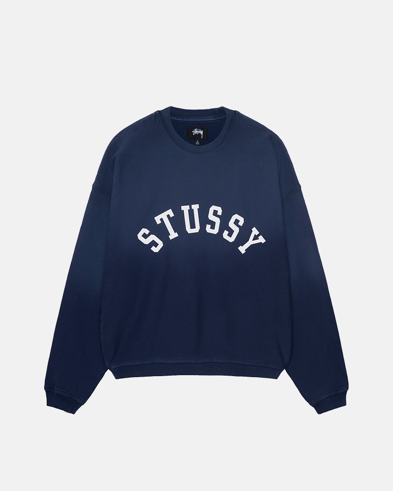 Hanorace Stussy Sun Faded Oversized Crew Bleumarin | 23847-NPFI