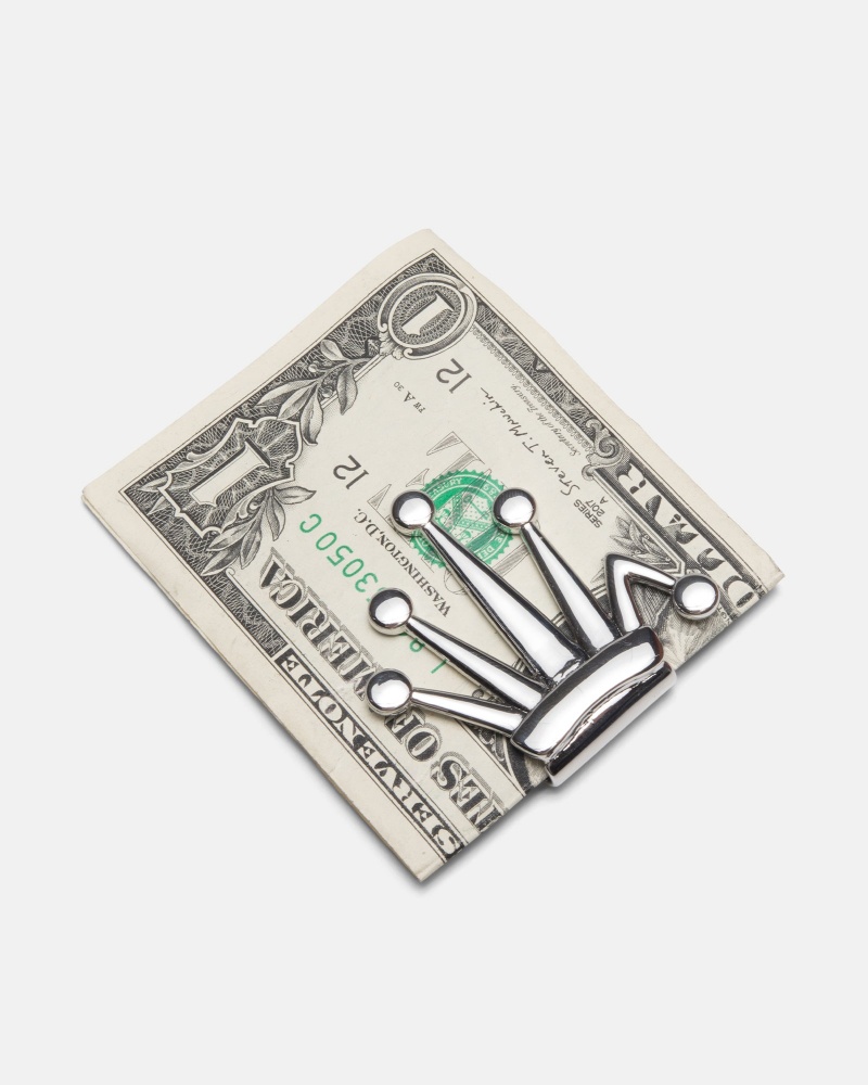 Money Clip Stussy Bent Crown Argintii | 13254-ZFRB