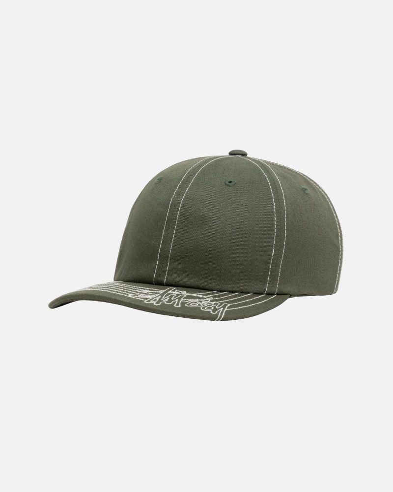 Palarie Stussy Low Pro Basic Stitch Strapback Masline Verzi | 02615-YLBE