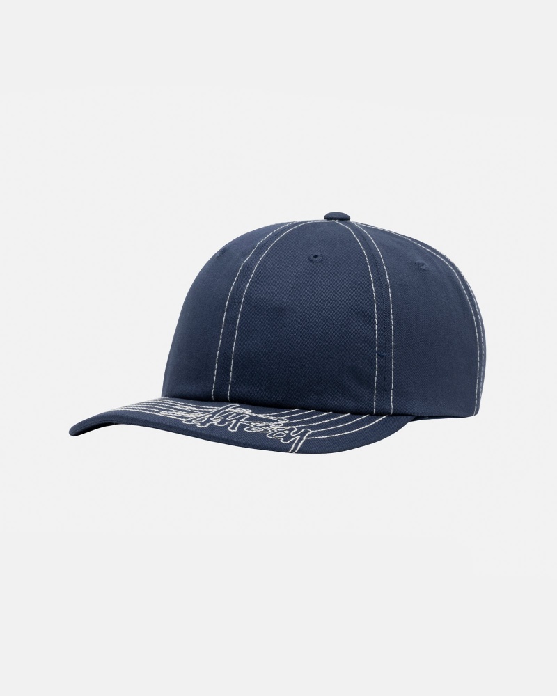 Palarie Stussy Low Pro Basic Stitch Strapback Bleumarin | 97301-QUSI