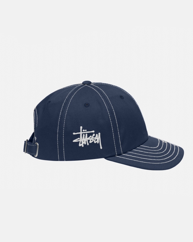 Palarie Stussy Low Pro Basic Stitch Strapback Bleumarin | 97301-QUSI