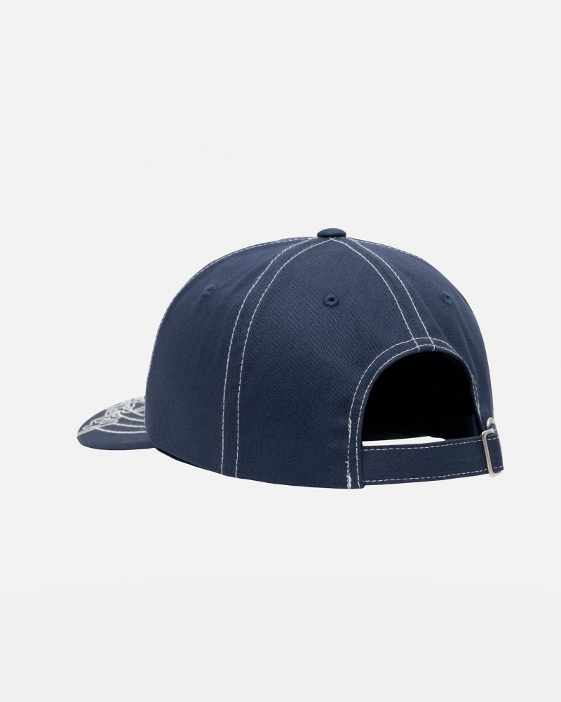 Palarie Stussy Low Pro Basic Stitch Strapback Bleumarin | 97301-QUSI