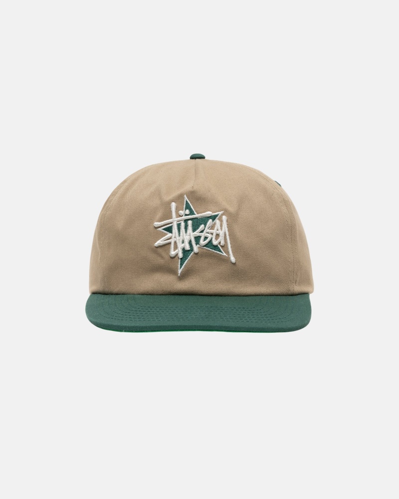 Palarie Stussy Mid-High-Depth Basic Star Strapback Kaki | 39807-WOBI