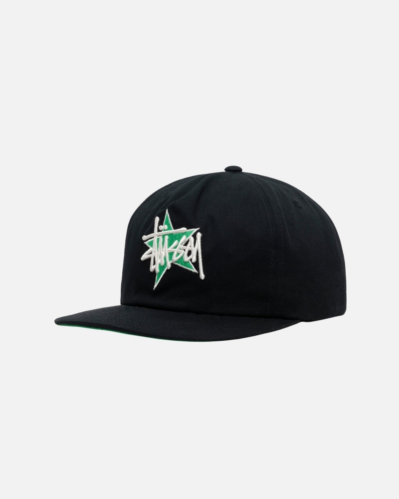 Palarie Stussy Mid-High-Depth Basic Star Strapback Negrii | 34879-EGHT