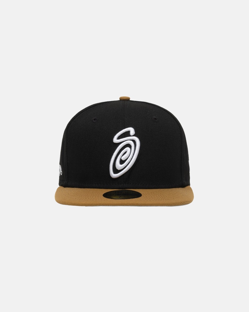 Palarie Stussy New Era 59fifty Curly S Negrii Aurii | 64135-WKXD