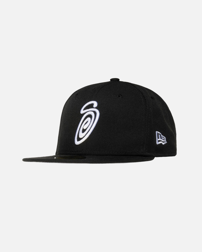 Palarie Stussy New Era 59fifty Curly S Negrii | 52603-GTIM