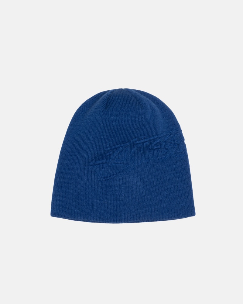 Palarie Stussy Skullcap Embossed Smooth Stock Albastru Regal | 06952-DKPC