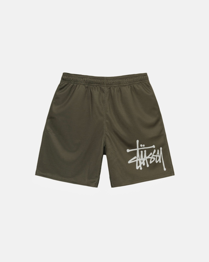 Pantaloni Scurti Stussy Mesh Big Basic Masline Verzi | 39748-YNCO