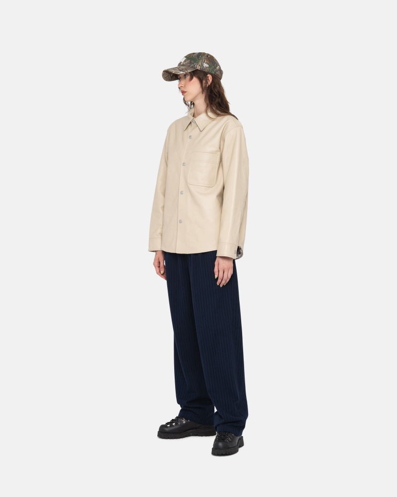 Pantaloni Stussy Beach Pant Lână Stripe Bleumarin | 98721-NUAH