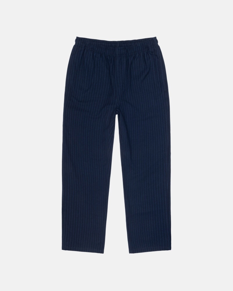 Pantaloni Stussy Beach Pant Lână Stripe Bleumarin | 98721-NUAH