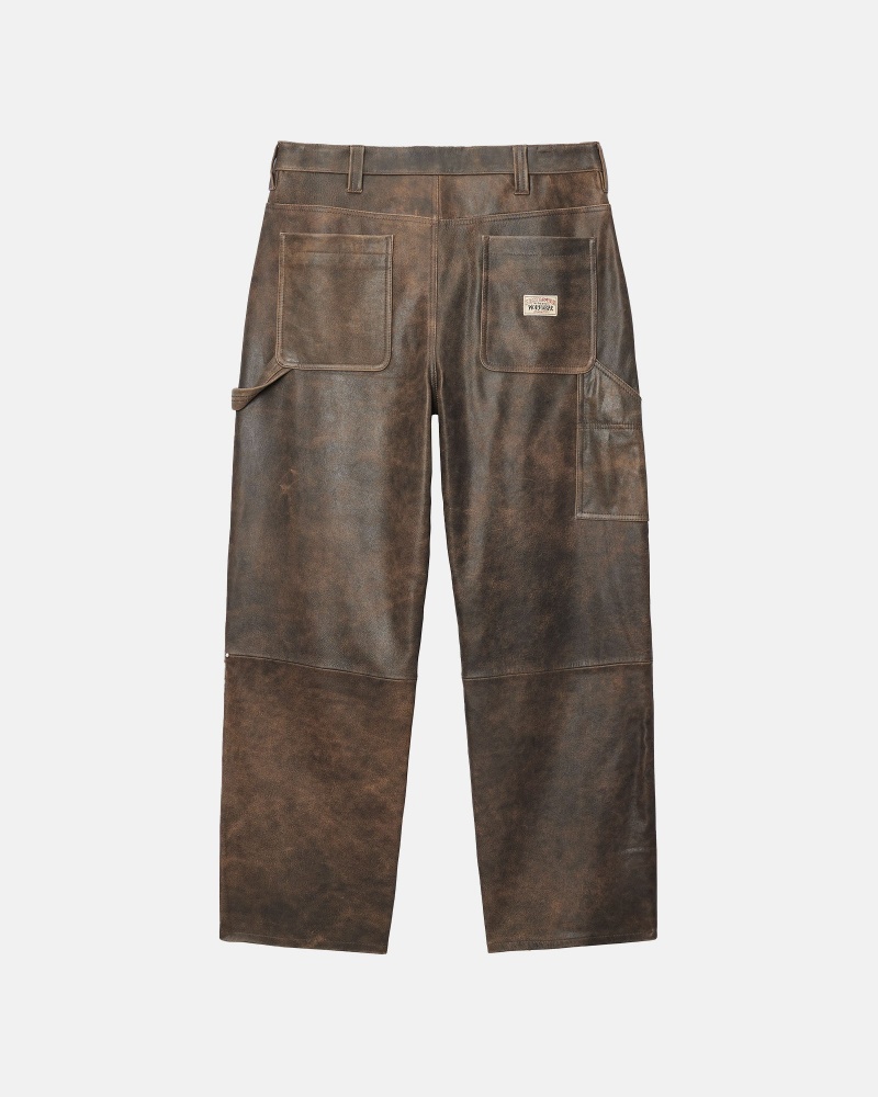 Pantaloni Stussy Lucru Pant Distressed Piele Maro | 26937-YAZM