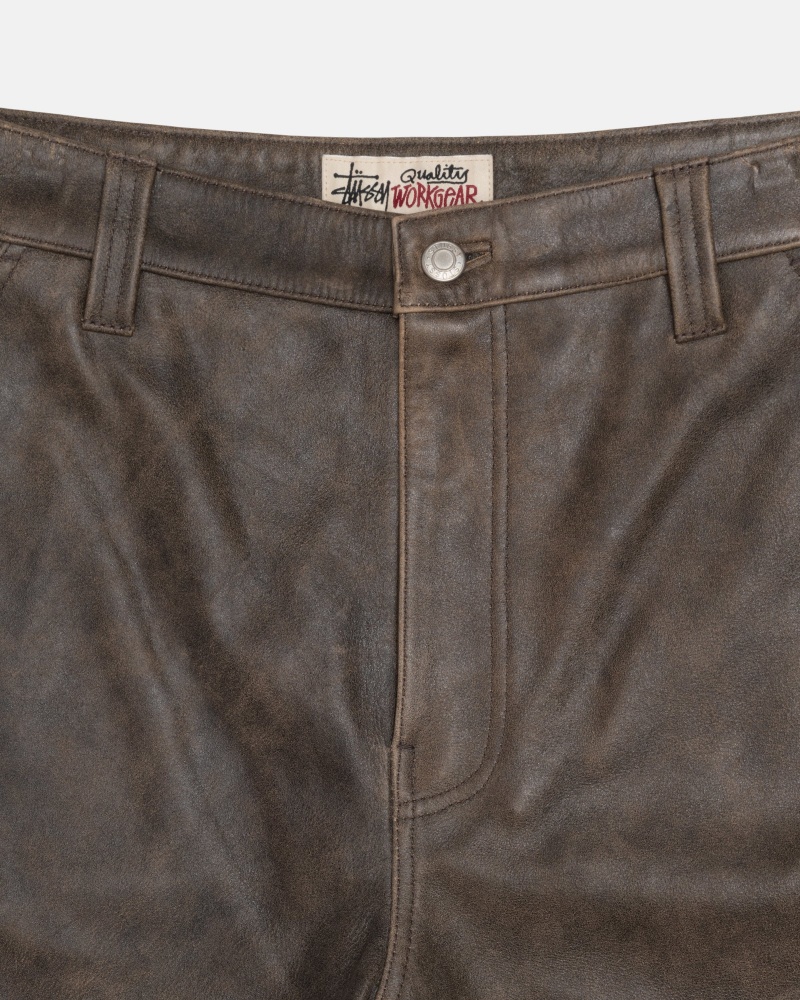 Pantaloni Stussy Lucru Pant Distressed Piele Maro | 26937-YAZM