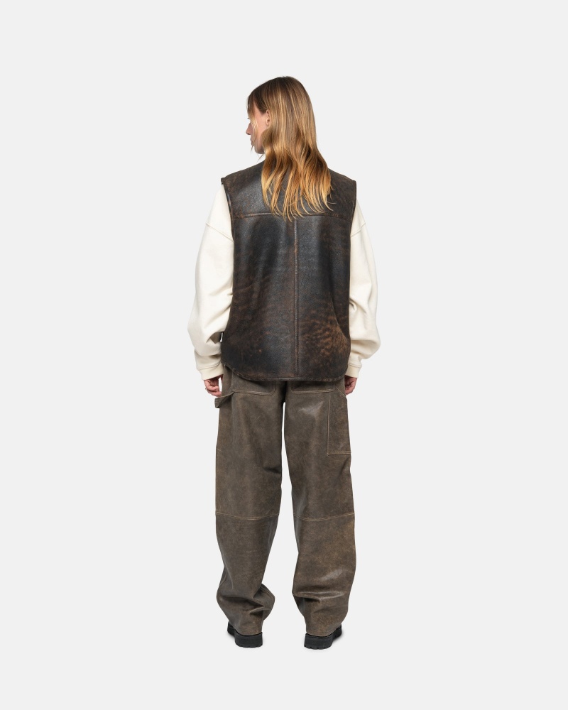 Pantaloni Stussy Lucru Pant Distressed Piele Maro | 26937-YAZM