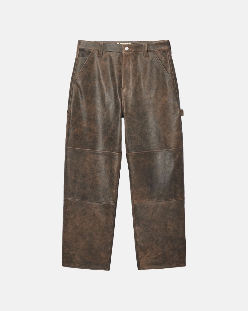 Pantaloni Stussy Lucru Pant Distressed Piele Maro | 26937-YAZM