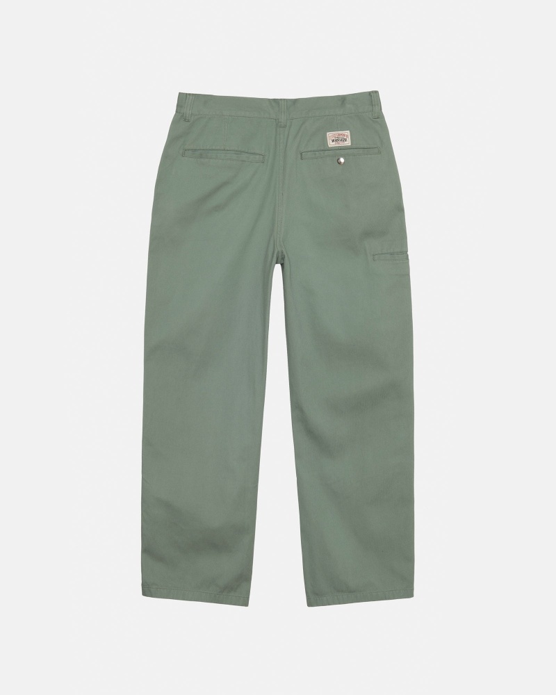 Pantaloni Stussy Workgear Trouser Twill Verzi | 35496-LVJD