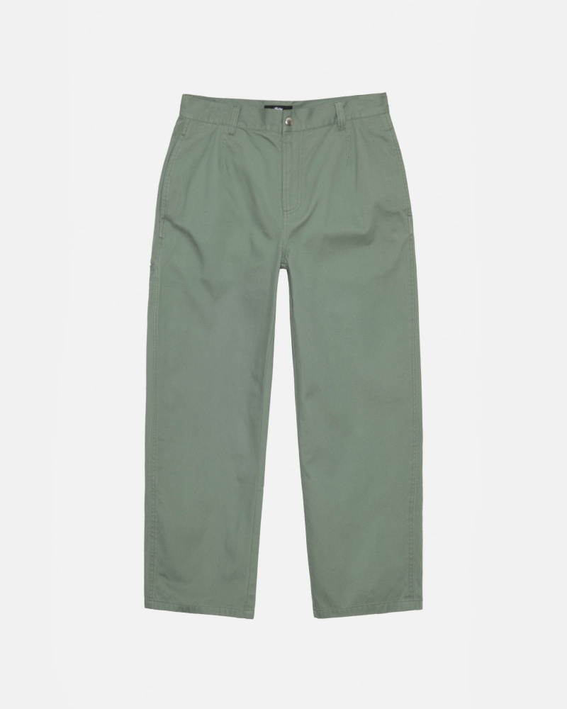 Pantaloni Stussy Workgear Trouser Twill Verzi | 35496-LVJD