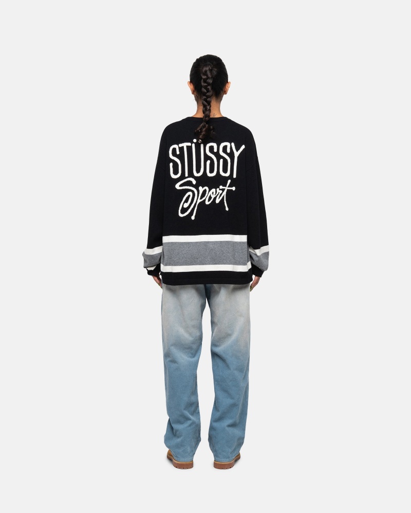 Pulovere Stussy Hockey Negrii | 25908-BILO