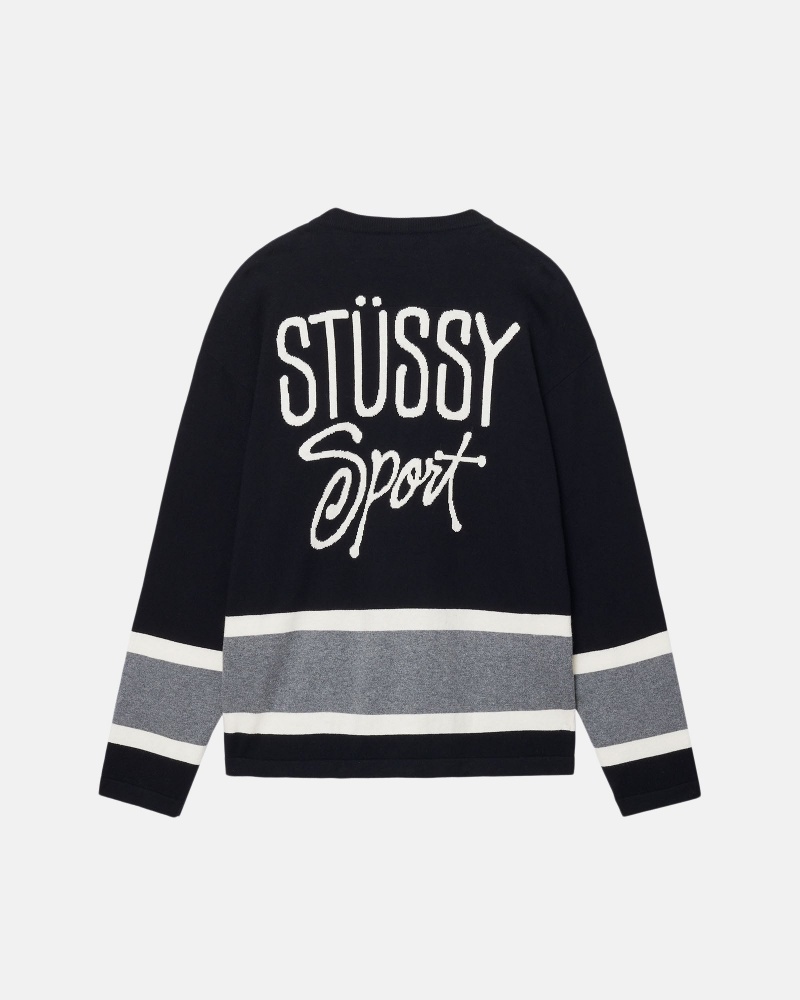 Pulovere Stussy Hockey Negrii | 25908-BILO