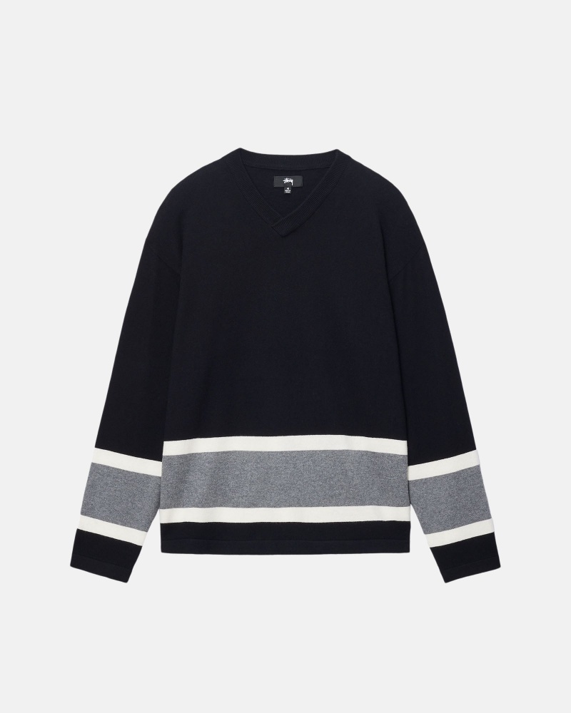 Pulovere Stussy Hockey Negrii | 25908-BILO