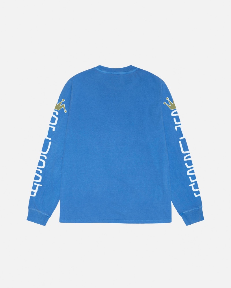 Pulovere Stussy Jumbo Ls Pigment Dyed Albastri | 02196-DRAK