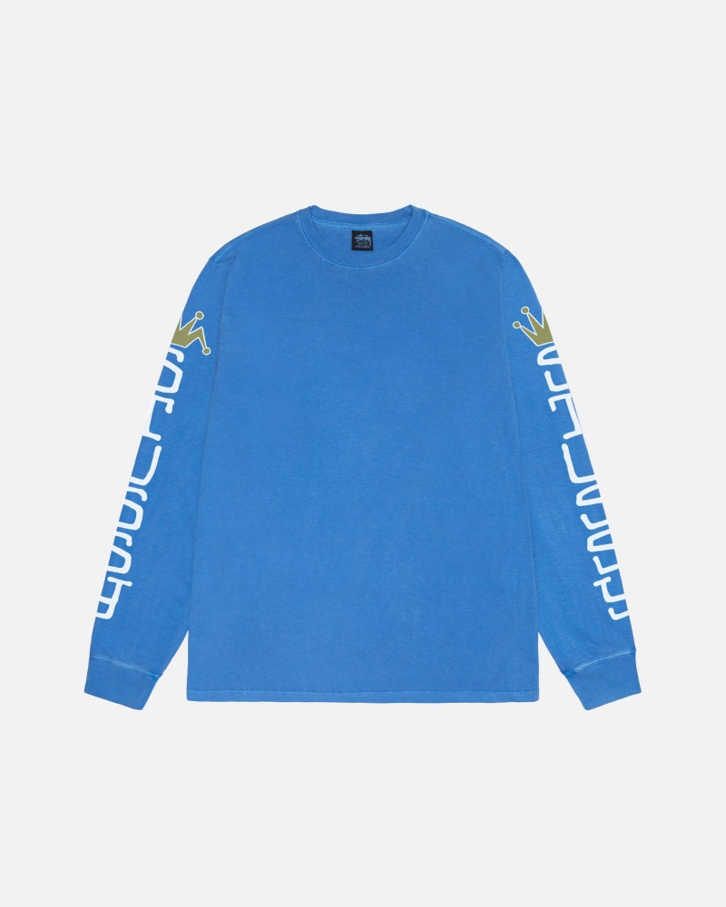 Pulovere Stussy Jumbo Ls Pigment Dyed Albastri | 02196-DRAK