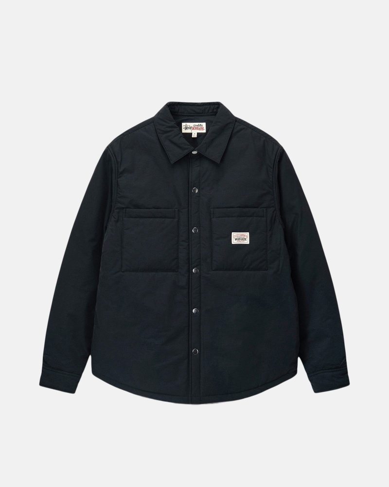 Shirts     Stussy Căptușită Tech Over Negrii | 18256-UBXJ