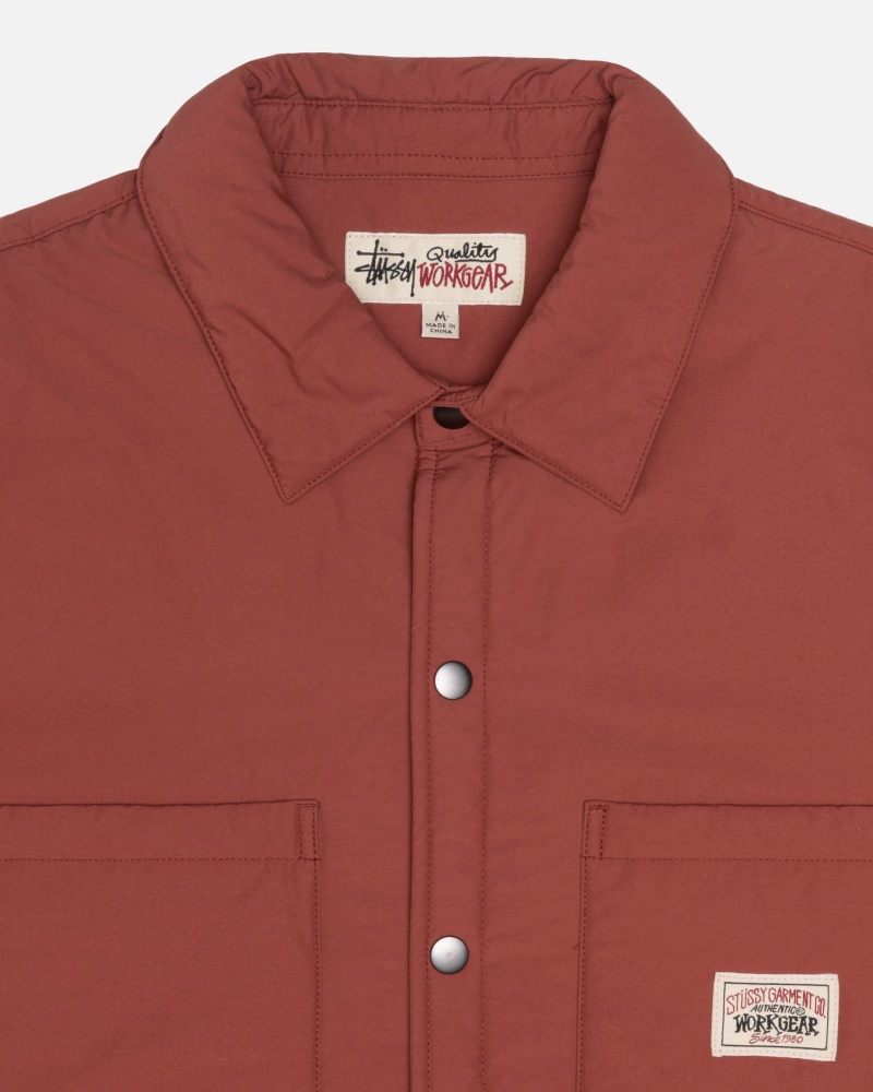 Shirts     Stussy Căptușită Tech Over Rosii Inchis | 46297-NIDR