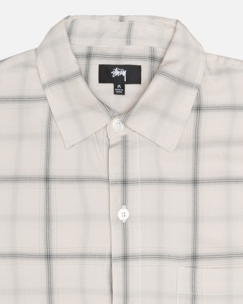 Shirts     Stussy Shadow Plaid Rayon Bej | 51934-IANQ