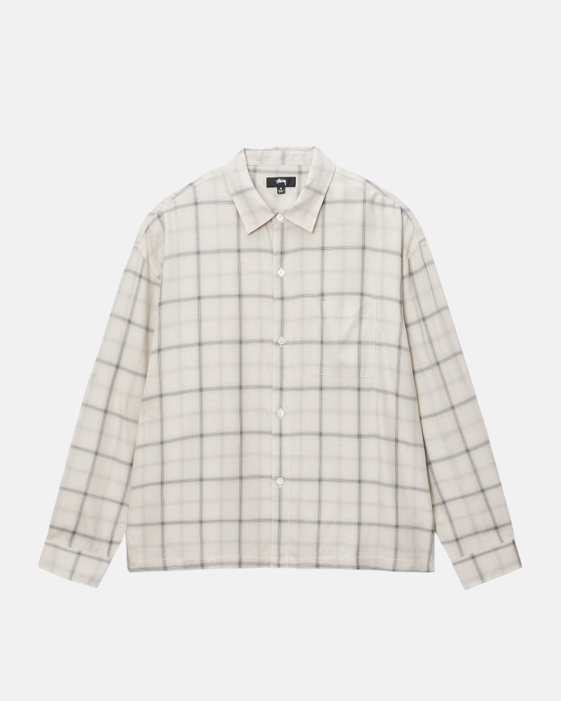 Shirts     Stussy Shadow Plaid Rayon Bej | 51934-IANQ