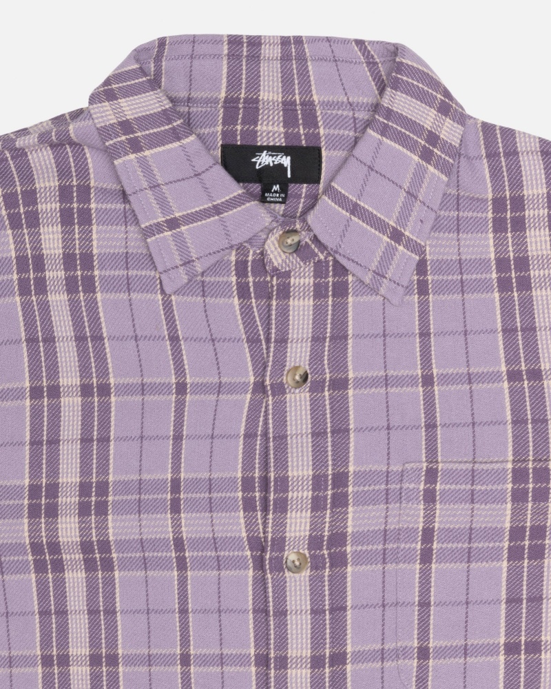 Shirts     Stussy Stones Plaid Lavanda | 68537-OTCH