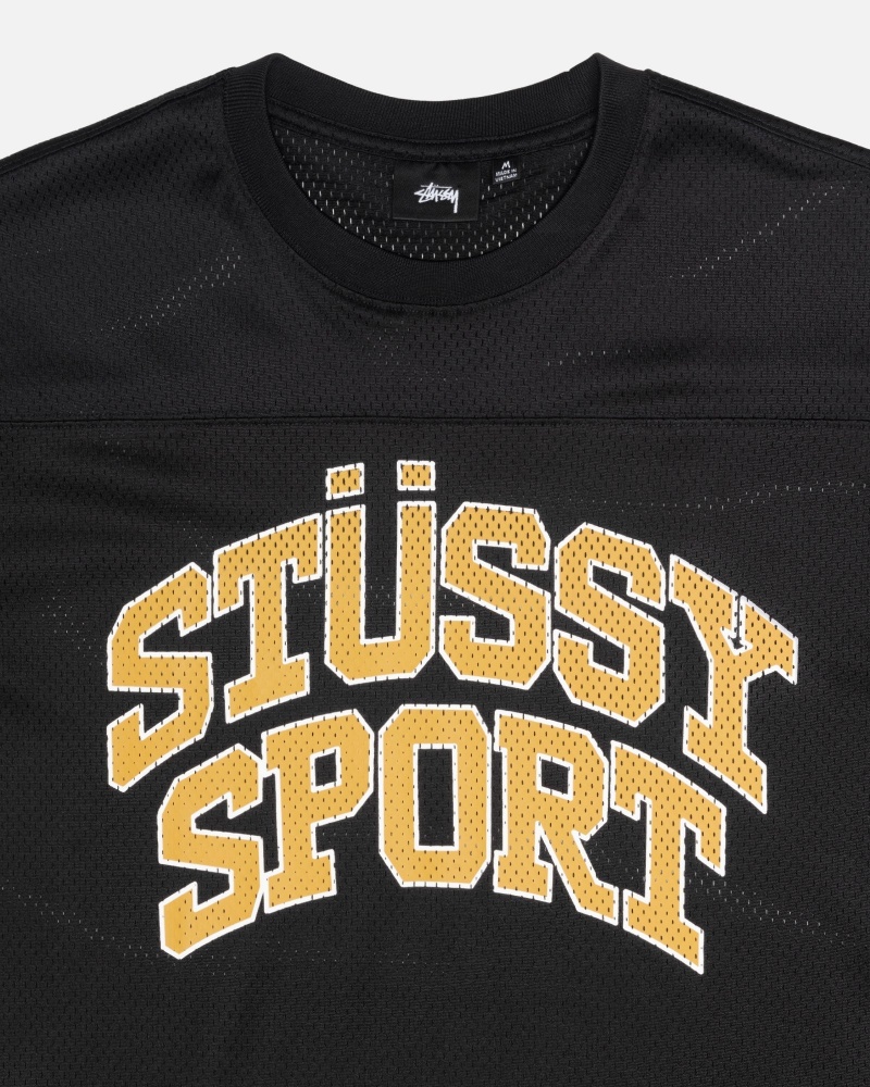 Tricou Stussy Sport Mesh Football Negrii | 18976-PEGD