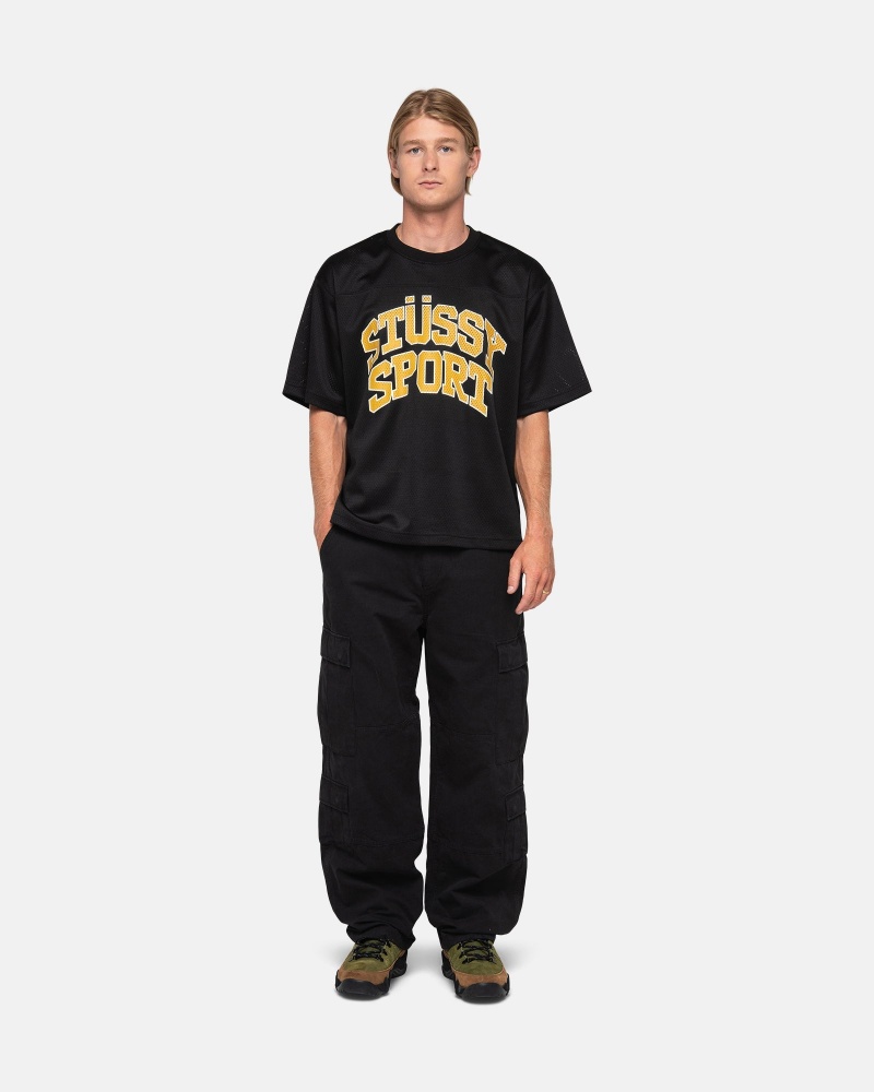 Tricou Stussy Sport Mesh Football Negrii | 18976-PEGD