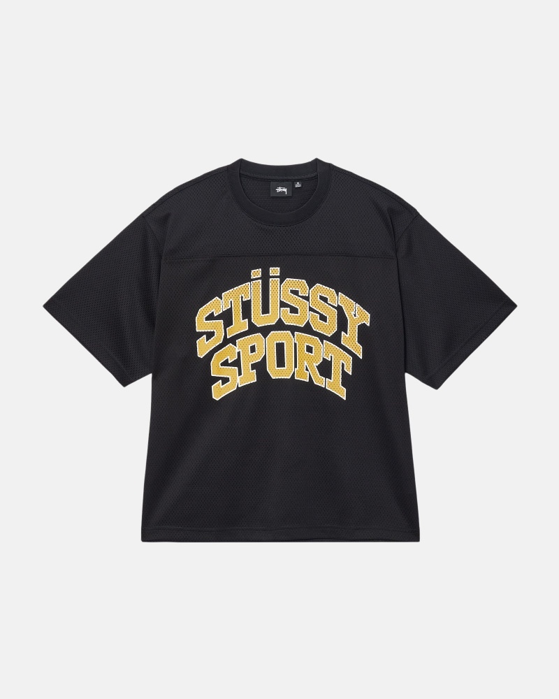 Tricou Stussy Sport Mesh Football Negrii | 18976-PEGD