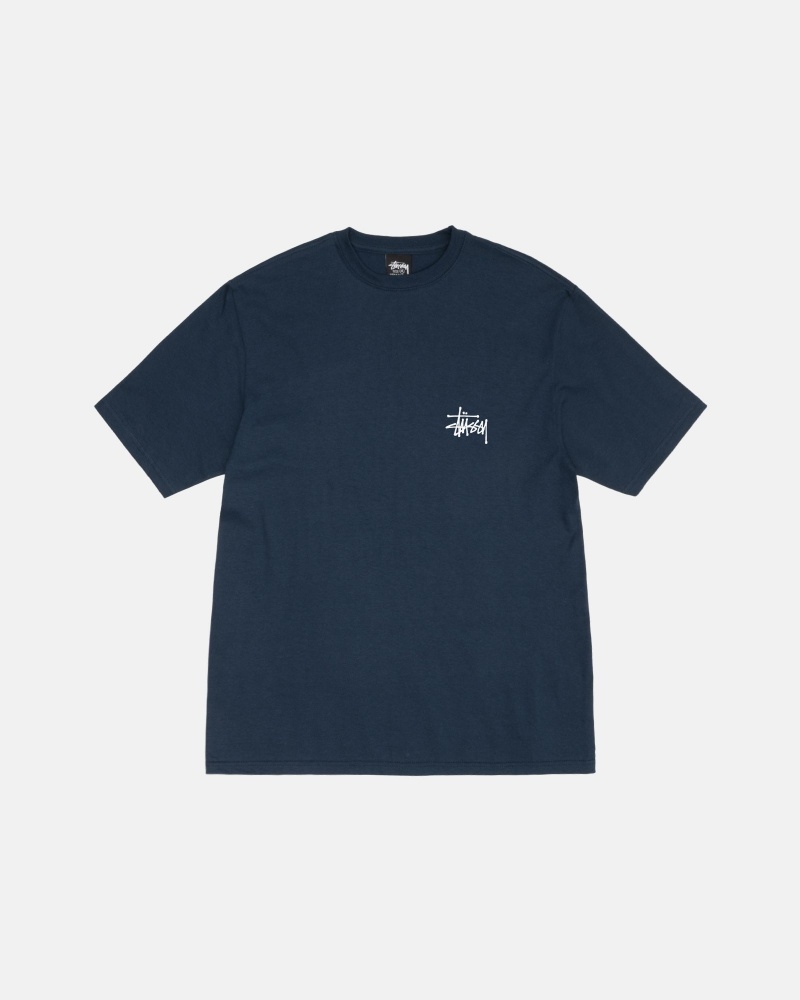 Tricouri Stussy Basic Bleumarin | 92106-YMVQ