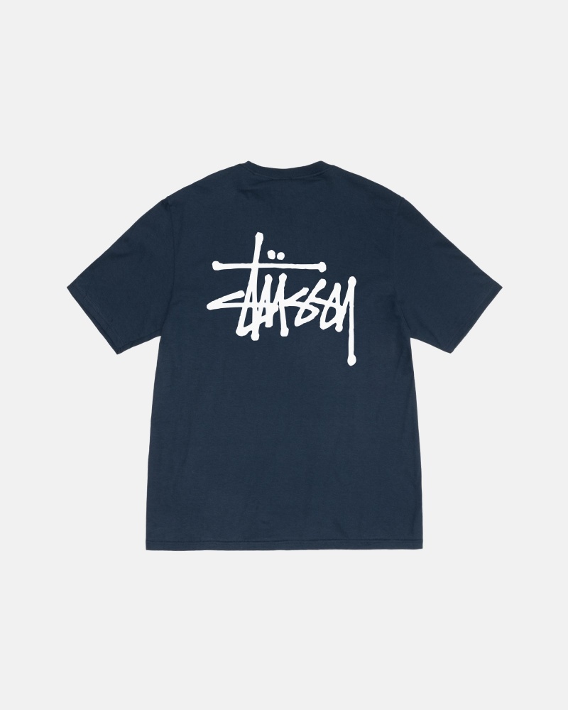 Tricouri Stussy Basic Bleumarin | 92106-YMVQ